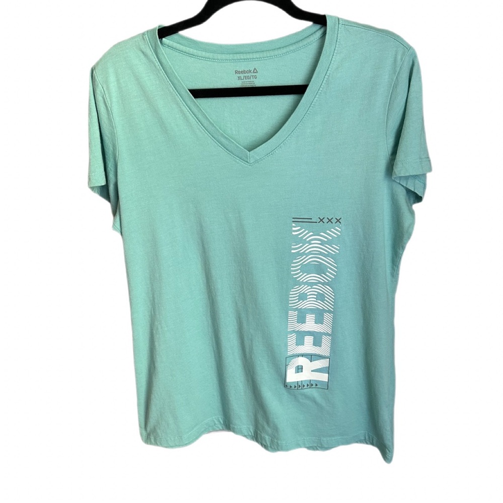 Reebok Women's Light Blue V-Neck Top Size XL